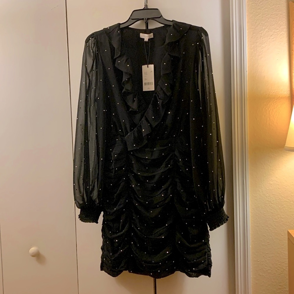 a loves a NWT Embellished Black Long Sleeve Mini Dress